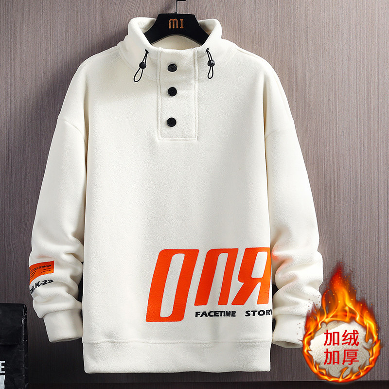 Autumn winter long sleeve sweatshirt 12 year old boy junior high school student 13 gush thickened 15 eldest child semi-high collar bottom shirt-Taobao