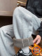 Winter gray trousers for men's high school and junior high school students' velvet thickened trousers for teenagers and older children's casual sports pants