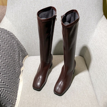 High heel cylinder female rider square head high cylinder coarder with long but knee Inn slim 2020 new