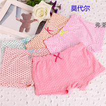 Childrens underwear female children middle waist flat corner Bow polka dots girls Modal School students shorts headings