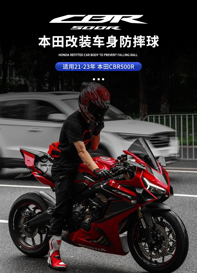 Suitable for 21-23 Honda Cbr500R Modified Body Anti-Fall Ball Engine Guard Bar Exhaust Anti-Fall Rod Accessories — تصویر 1