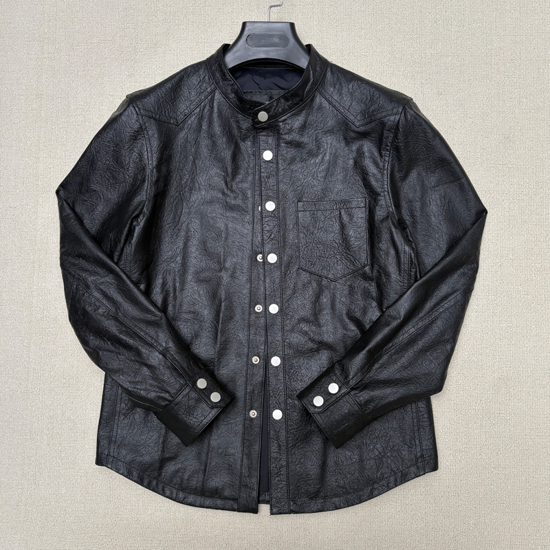 2025 New Genuine Leather Jacket for Men, Stand Collar Leather Shirt, Lightweight and Soft First-Layer Calfskin Shirt Jacket 2025 New Genuine Leather Jacket for Men, Stand Collar Leather Shirt, Lightweight and Soft First-Layer Calfskin Shirt Jacket