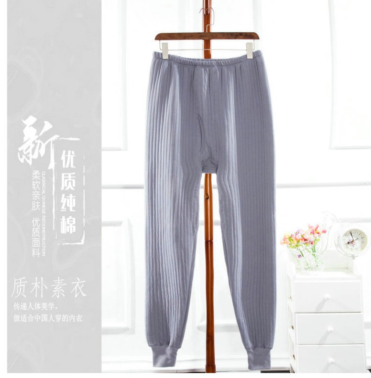 Mùa thu và mùa đông mới đàn ông trung niên và phụ nữ cotton ba lớp ấm quần rộng kích thước lớn quilted đáy dày quần dài đơn mảnh legging nam