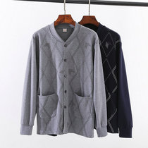 Cardigans dâge moyen et âgés vêtements dautomne sous-vêtements amples et gras pour hommes double boutonnage en pur coton pulls en coton pour hommes âgés printemps