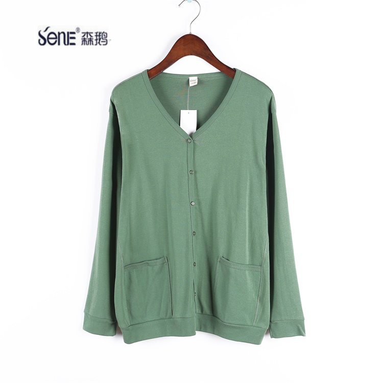 Sen Goose trung niên cardigan mùa thu áo khoác nữ mẹ màu tie xuống cổ chữ V mặc một chiếc cặp mỏng đơn bông áo khoác phẳng