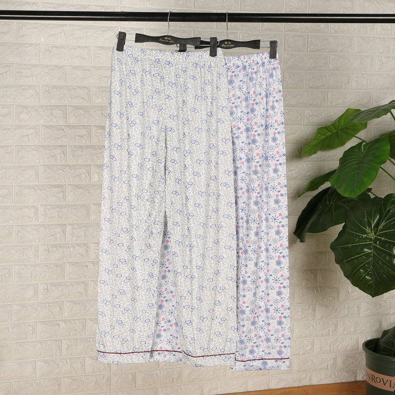 Quần ngủ cotton trung niên nữ mùa hè han vải mỏng quần mẹ nhà quần rộng kích thước lớn cotton nhà quần nam quần thu đông nam nữ