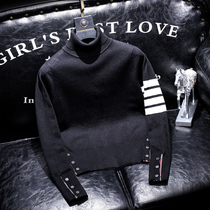 CaltoKrosa ~ simple high-end collar long sleeve sweater mens light lavish striped knit undershirt tide