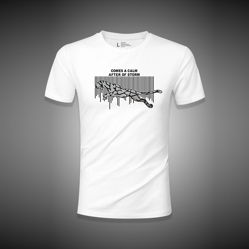 ZaSaFran ~ white T-shirt male short sleeve workout Modale round collar personality fashion tide card printed blouses