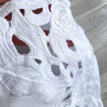 Exquisite machine embroidery craftsmanship slim cotton seven-point sleeve white T-shirt female spring and summer