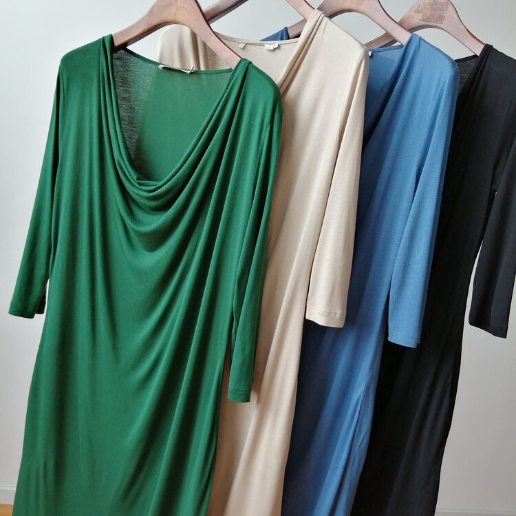 Delicate touch delicate soft modal silk temperament hanging collar thin knitted dress 2021 spring and summer New