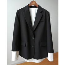 Fake two-piece blazer women 2021 spring new personality foreign style single-breasted casual blazer