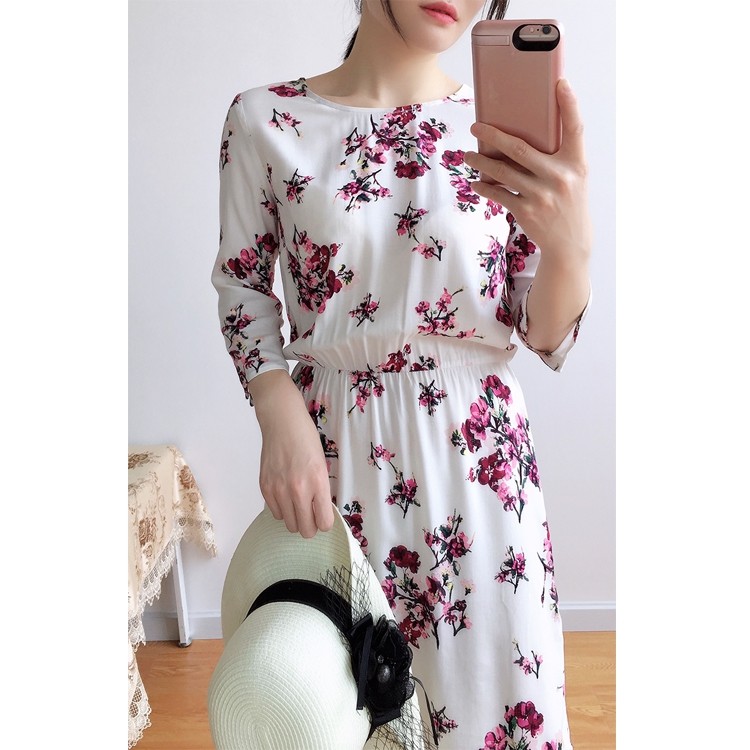 Clearance non-returnable Light cool artificial cotton five-point sleeve fresh small floral dress summer dress