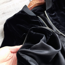 Artemisia end quality silk velvet two-piece set silk baseball suit jacket silk velvet straight pants