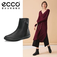 Ecco, кожаные комфортные повседневные короткие сапоги на плоской подошве, ботинки с молнией
