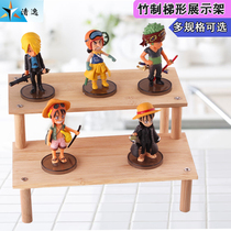  Toy car model display rack Bamboo stepped creative small shelf Hand-made clay doll storage shelf