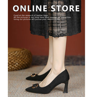 Women's Summer Professional High-Heeled Shoes 2025 New French Style Elegant Fashion Comfortable Versatile Suede Soft-Soled Shoes