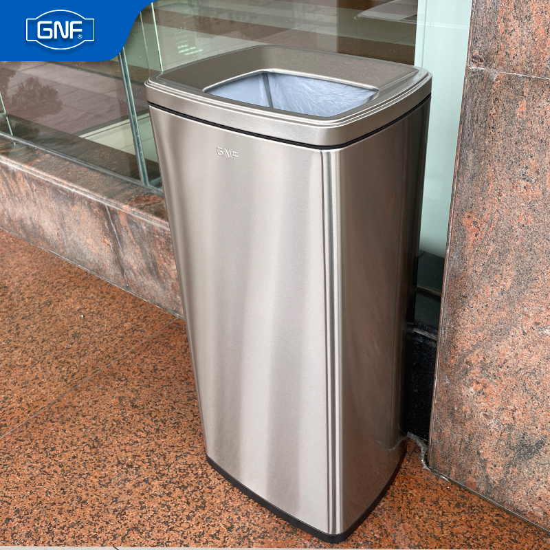 Southern Gnf Commercial Large-Capacity Stainless Steel Lidless Direct-Fill 30L Trash Can for Hotel Kitchens, Office Lobbies, Tall Model
