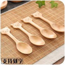  Rice spoon Japanese-style cute paint-free wooden household children and babies eat with household solid wood environmental protection tableware soup spoon small