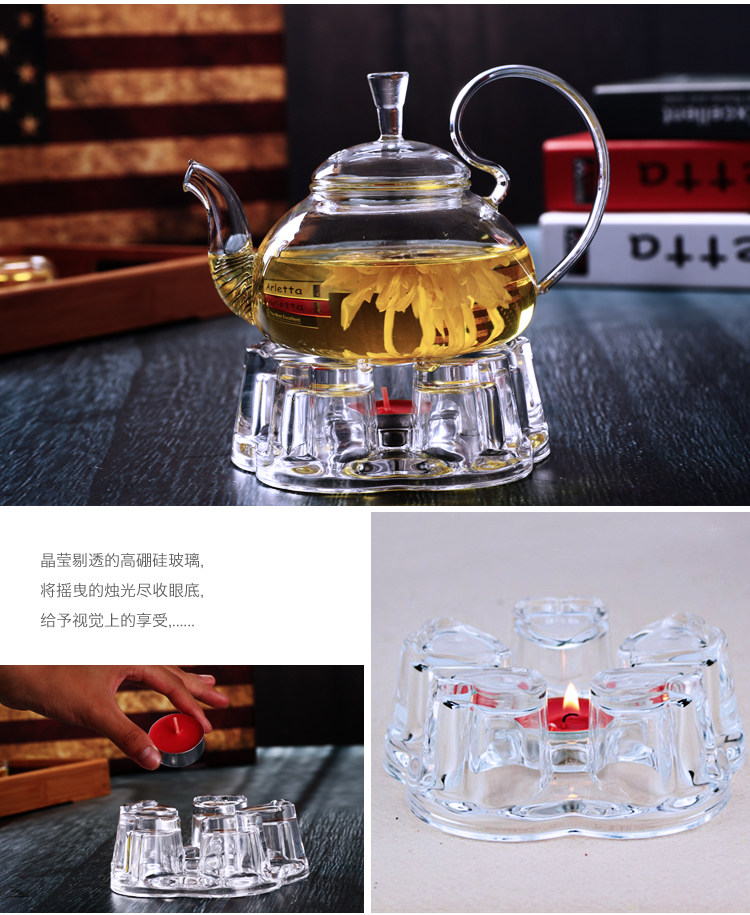 心形茶壶底座 玻璃加热保温蜡烛底座花草茶具配件耐热耐高温详情8