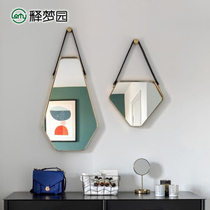 Belt bathroom mirror Nordic Stainless steel decorative mirror Hotel bathroom mirror Restaurant wall art hanging mirror 2083
