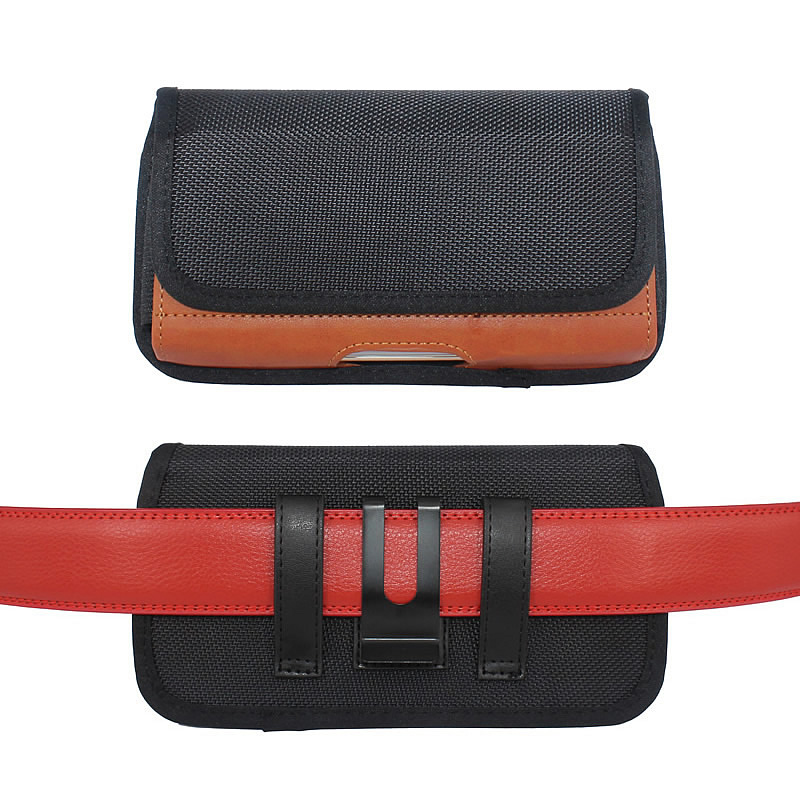 Durable Mobile Phone Waist Bag Wearing Belt Hanging Waist Bag Oxford Canvas Elastic Card Iron Buckle Men's Elderly Universal Horizontal