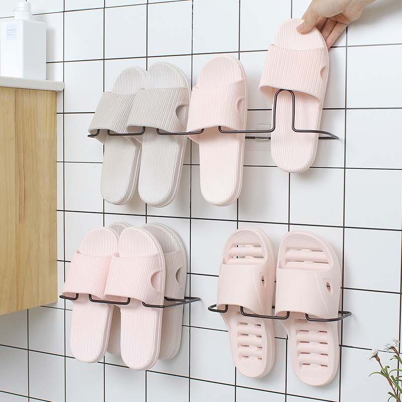Bathroom slipper rack Wall-mounted non-perforated toilet rack Powder room storage shelf Shoe rack Shoe storage artifact