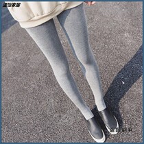 Threaded leggings women wear autumn and winter black gray trousers plus velvet thickened warm inner wear cotton pants pantyhose