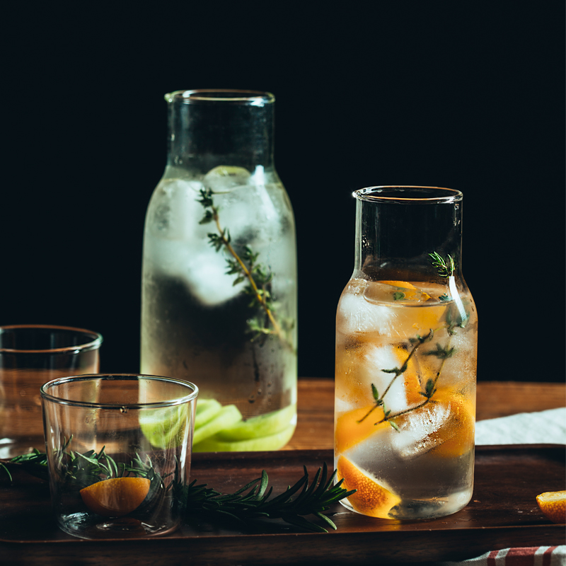 ins Japanese one-person drinking teapot with single cup simple teacup glass breakfast cup fruit juice cup Milk Cup heat-resistant