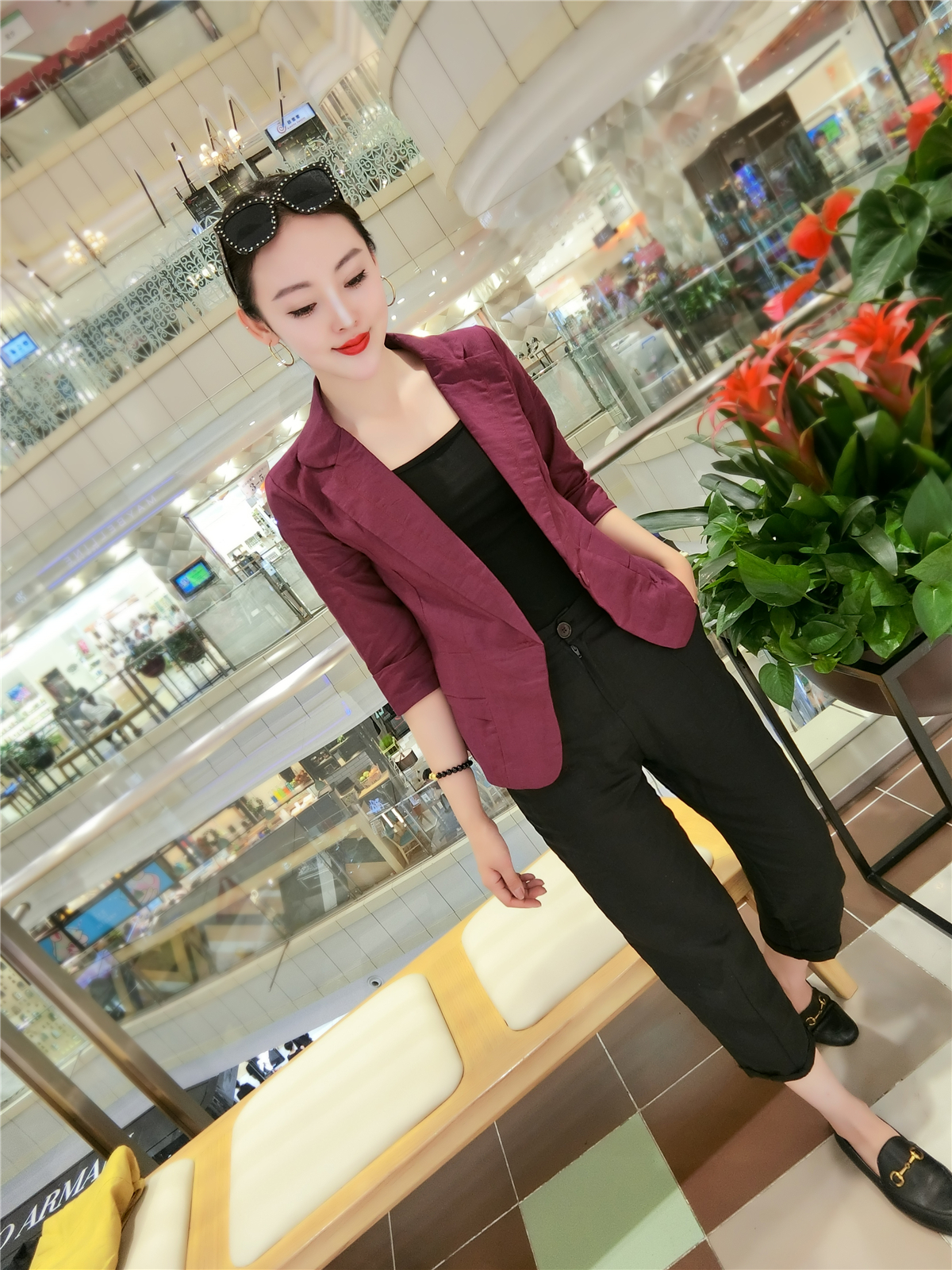 Áo khoác cotton và lanh nhỏ phù hợp với áo khoác nữ đoạn ngắn 2018 hè mới Hàn Quốc phiên bản áo dài tay nữ 7 điểm tự phục vụ phù hợp với áo mỏng váy nữ
