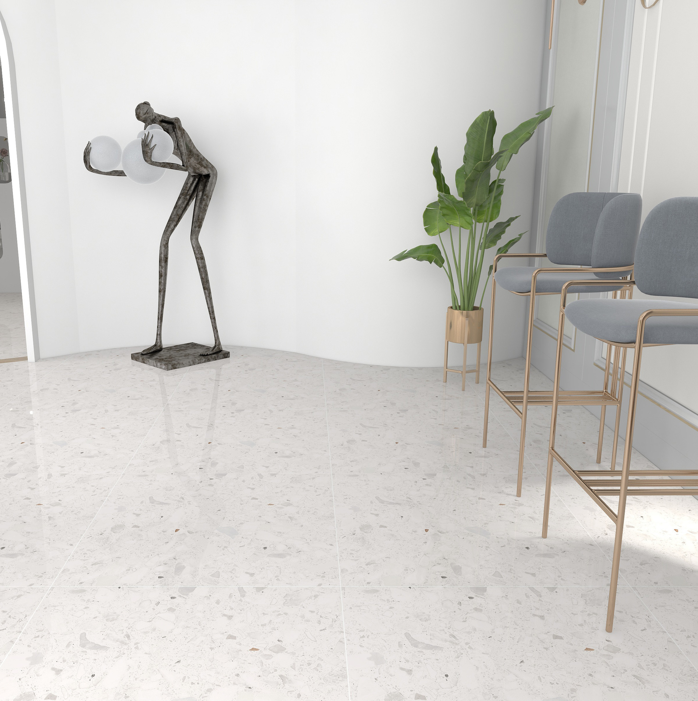 Color grain bright light water grinding stone tiles 800x800 Nordic light lavish clothing store mall floor tiles and floor tiles