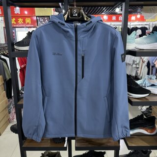 Jordan autumn and winter men's woven windbreaker soft shell jacket hooded sports plus velvet warm top efd43231720