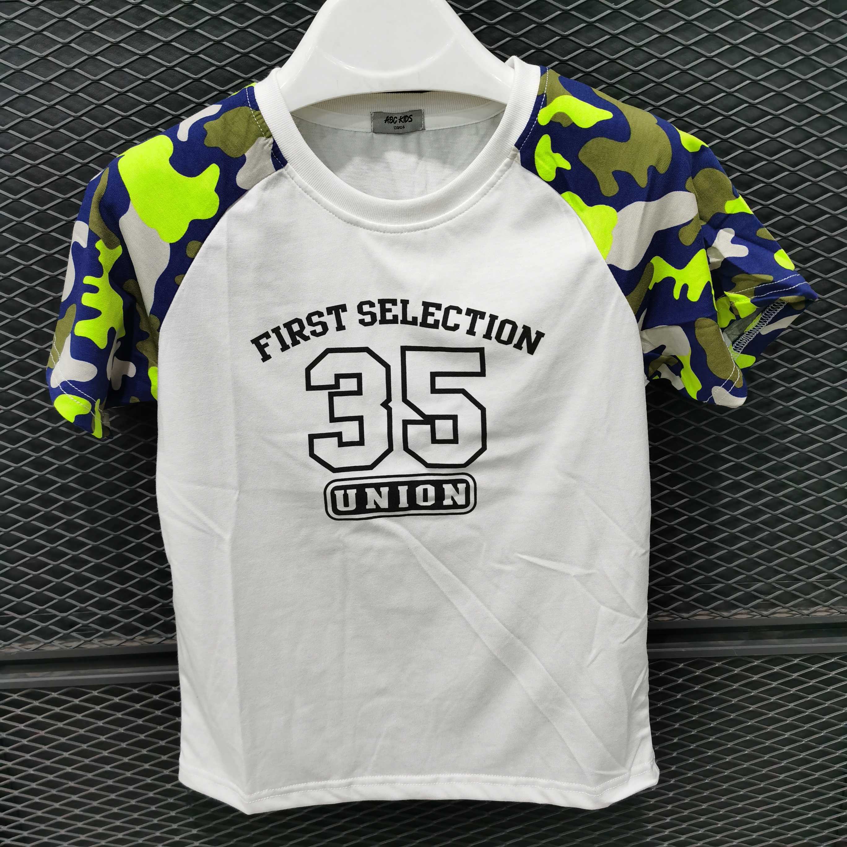 Brand children's clothing summer new half-sleeved cotton sports top short-sleeved T-shirt camouflage sleeves in the big children abc