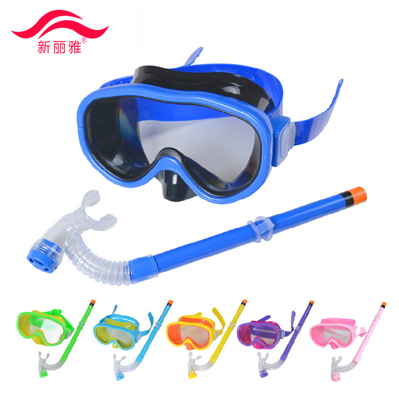 Children's waterproof goggles Boys and girls diving goggles set Swimming glasses and straws Semi-dry snorkeling goggles