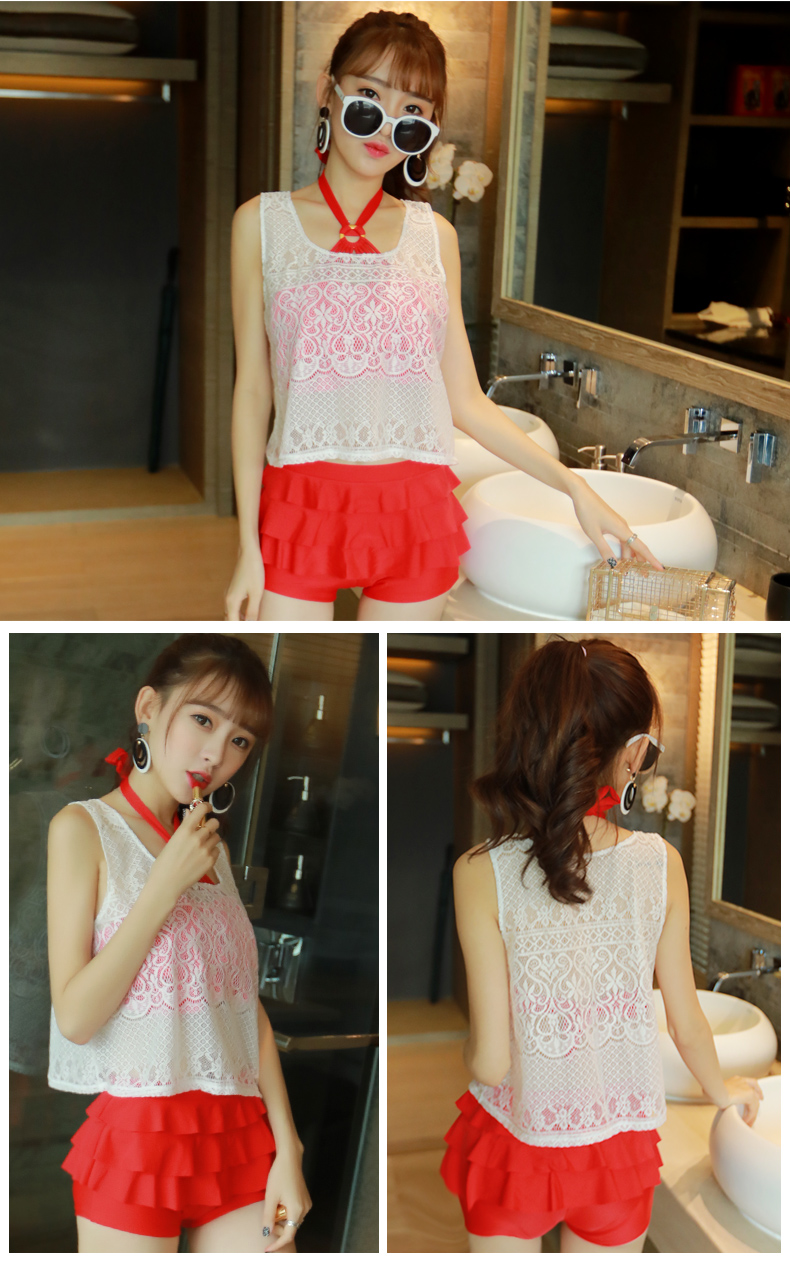 Bộ đồ bơi ba mảnh nữ xẻ ngực nhỏ khoe ngực để che bụng mỏng Hàn Quốc nhỏ tươi bảo thủ tắm nước nóng mùa xuân - Bộ đồ bơi hai mảnh 	áo bơi 2 mảnh