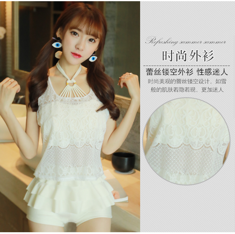 Bộ đồ bơi ba mảnh nữ xẻ ngực nhỏ khoe ngực để che bụng mỏng Hàn Quốc nhỏ tươi bảo thủ tắm nước nóng mùa xuân - Bộ đồ bơi hai mảnh 	áo bơi 2 mảnh