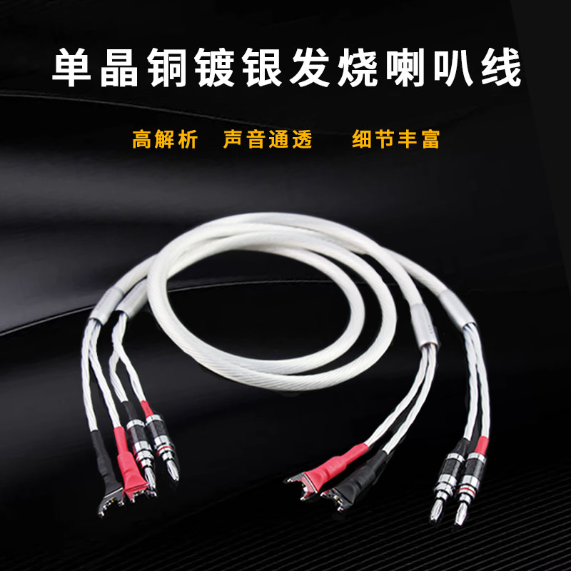 Hair Burning Grade Single Crystal Copper Silver Plated Horn Wire Hifi Speaker Connection Line Banana Head Y Plug Guts Power Amplifier Sound Wire