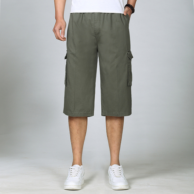 Trung niên quần short nam mùa hè lỏng thể thao giản dị cắt quần cộng với phân bón XL người đàn ông trung niên của quần mùa hè quần jogger túi hộp 3/4 Jeans