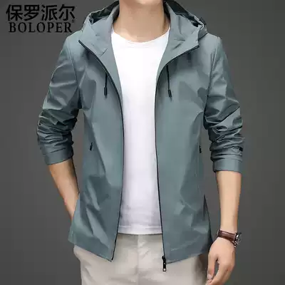 Rafmiddot Lauren Polo Men's 2021 Autumn New Hooded Jacket Men's Casual Loose Top Light Business Men's Coat Spring and Autumn