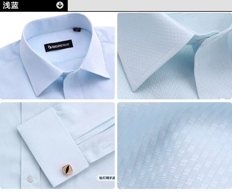 Mùa xuân và mùa thu Nam mới Áo sơ mi Pháp miễn phí Slim Business Dress dài tay áo sơ mi đen thuần trắng
