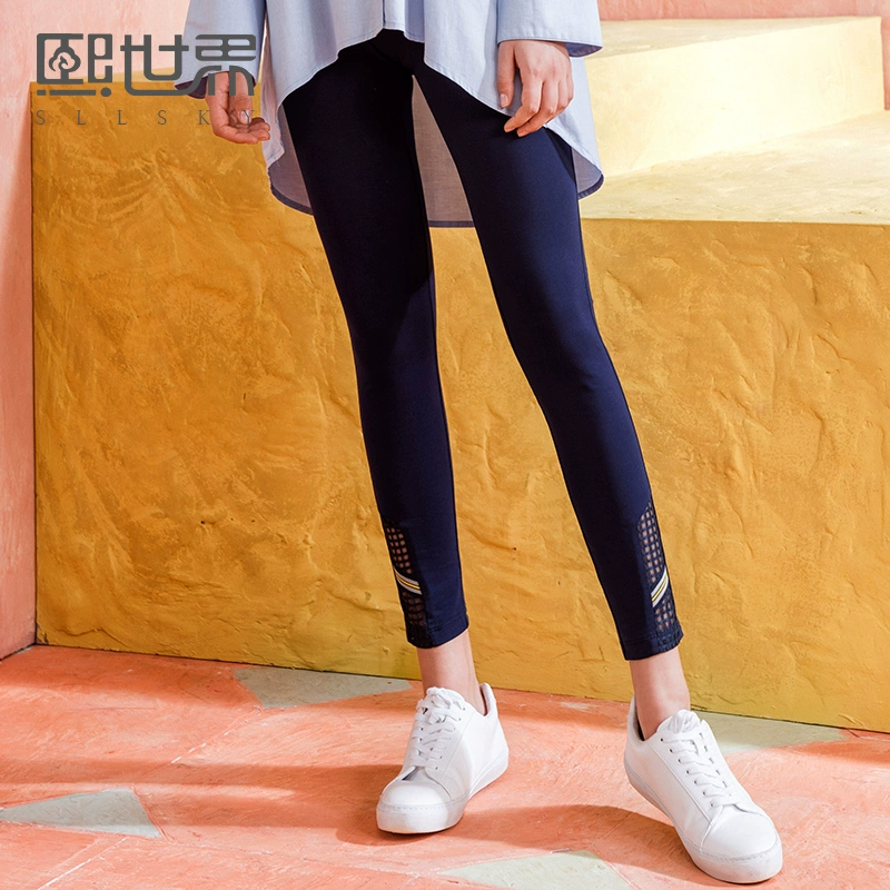 Hee Shi World 2020 Spring New Slim Lưới Thời trang Khâu Chân Quần Quần legging Nữ - Khởi động cắt