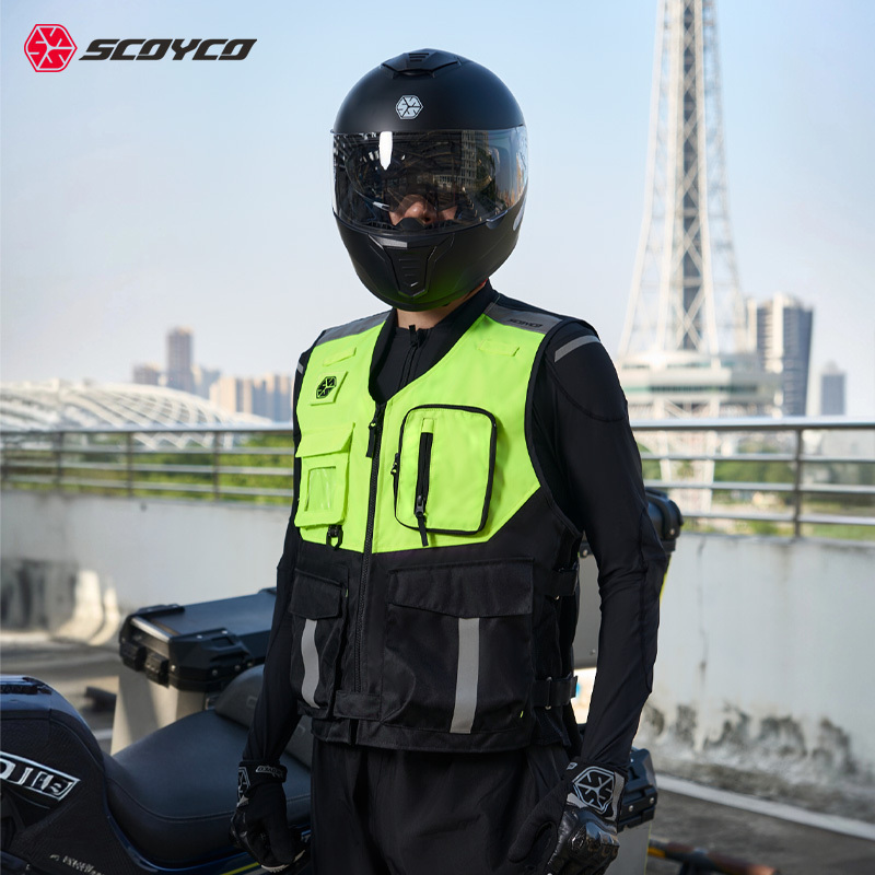 Motorcycle Riding Fluorescent Vest, Motorcycle Clothing, Anti-Fall Rider Vest, Clothing for All Seasons, Motorcycle Touring Vest