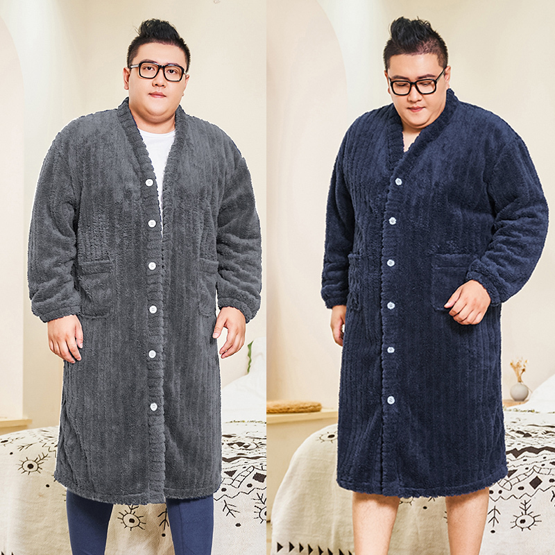 Extra Large Size Coral Velvet Pajamas for Men, Young Fat Men, Winter Warm Mid-Length Nightgown, Bathrobe, Home Wear, Dressing Gown Extra Large Size Coral Velvet Pajamas for Men, Young Fat Men, Winter Warm Mid-Length Nightgown, Bathrobe, Home Wear, Dressing Gown