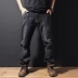 Mùa thu quần jeans nam rộng màu đen co giãn cao ống thẳng cộng với phân bón XL tuổi trung niên béo phì quần thể thao nam Quần jean