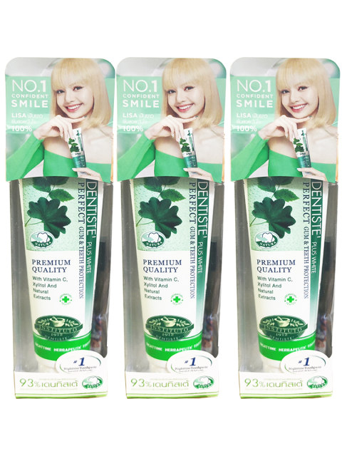 With box, Thai dentiste toothpaste whitens, removes stains, removes bad breath, freshens mouth odor, Danshite Lisa