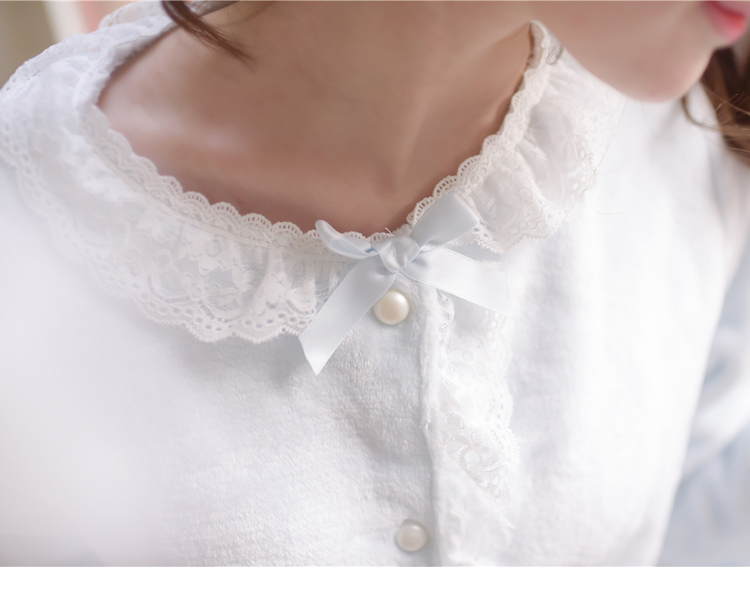 Phiên bản Hàn Quốc của đồ ngủ nữ mùa đông ngọt ngào flannel cúc áo cardigan áo ngủ công chúa váy ngủ dày ấm áp để gửi băng đô tóc váy mặc ở nhà