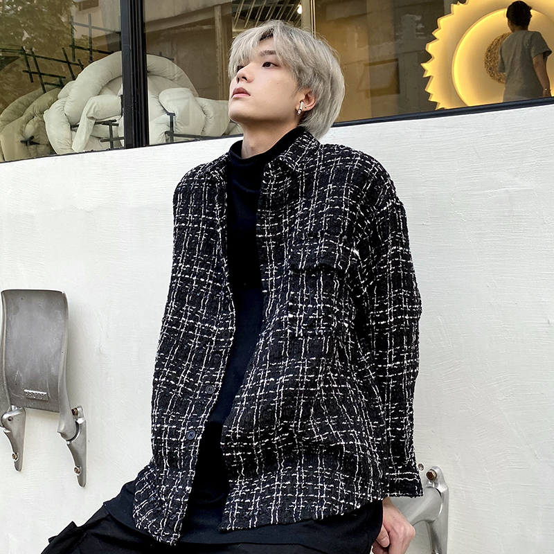 K09Sauce Official Cl Chanel-Style Jacket for Women, Versatile, Slimming, Loose, Trendy, High-End Men's Plaid Shirt ins K09Sauce Official Cl Chanel-Style Jacket for Women, Versatile, Slimming, Loose, Trendy, High-End Men's Plaid Shirt ins