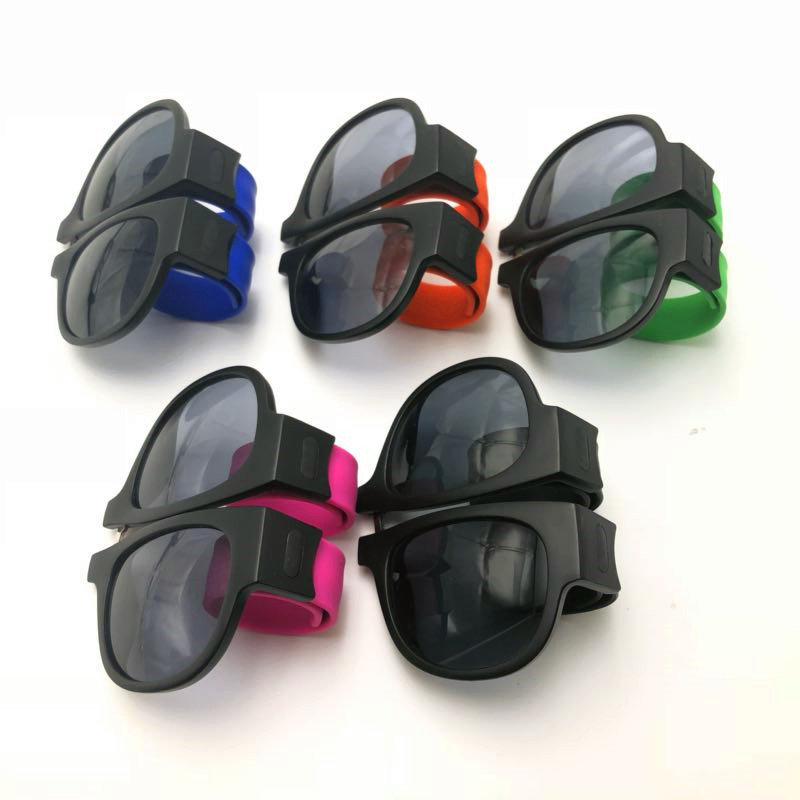 ins Internet Celebrity Foldableing Sunglasses Douyin Same Style Snap Mirror Wrist Men and Women Trendy Cool Large Frame Round Face Bungee Sunglasses