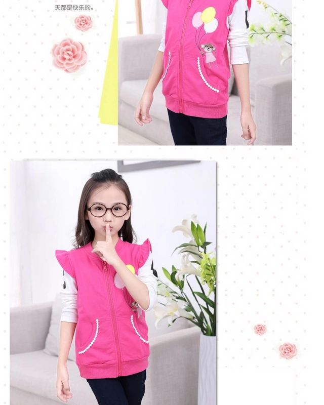 Áo vest bé gái mùa xuân và mùa thu mỏng phần 5 - 7 tuổi
