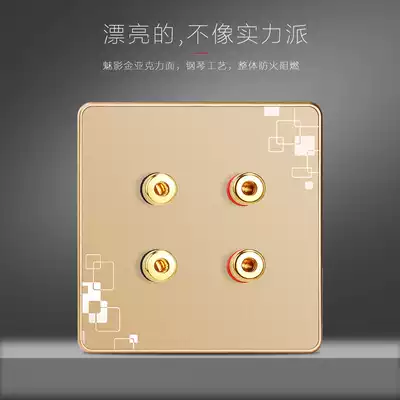 Wall 86 sound plug audio switch socket panel Champagne gold power switch socket panel M3 audio four holes