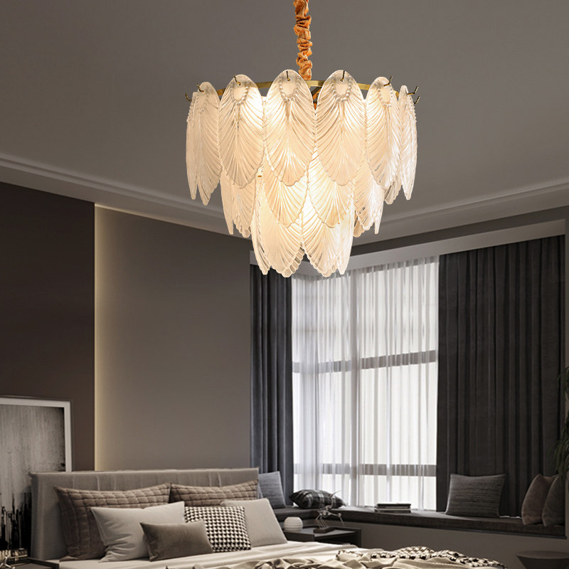 New living room dining room light luxury chandelier creative minimalist French bedroom lamp modern American atmospheric white lamps